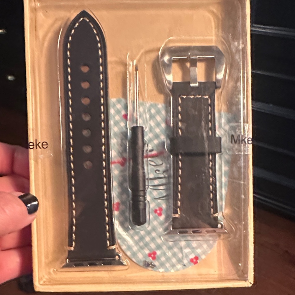 Black Leather Watch Band